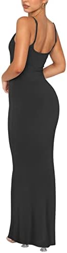 ריוריה נשים סקסי טרקלין להחליק ארוך שמלה אלגנטי ללא שרוולים ללא משענת מצולעים בגד גוף מקסי שמלות