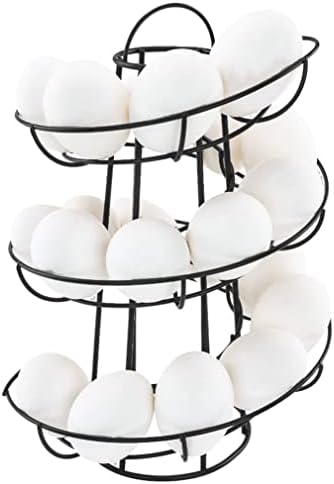 ספירלת ביצת מדף שחור מטבח אחסון ביצת מדף ביצת מחזיק מעמד ספירלת הלטר סקלטר ביצת מחזיק עד 18 ביצים.