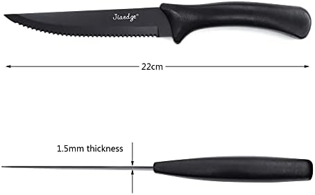סכיני סטייק סט של 8, משונן סטייק סכינים, מט שחור סטייק סכיני סט, חלודה הוכחת מדיח כלים בטוח סטייק