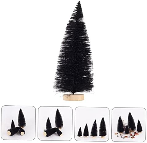 HOMOYOYO עץ חג מולד שחור קטן מלאכותי פרא פרה -יסודיות קישוטים לידה קישוטי עץ חג המולד מיניאטורי שלג