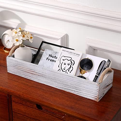 Hzyslyj מחזיק נייר טואלט קופסת עיצוב אמבטיה קופסת מיכל אסלה עץ עם חבלים מארגן שולחן משרדים, בית חווה