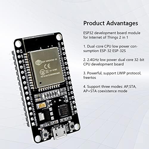 Hosyond 2pack ESP-Wrow-32 ESP32 לוח פיתוח WIFI + Bluetooth CP2102 Core Core 2.4GHz Microcontroller התואם