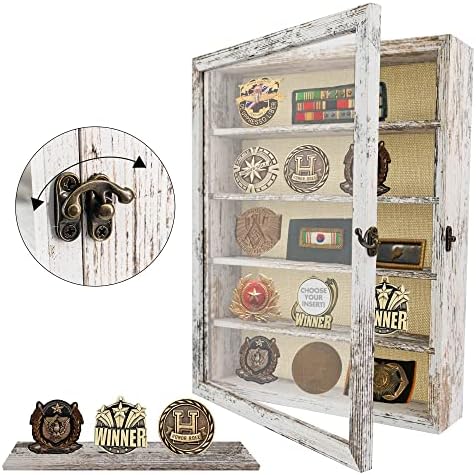 מסגרת קופסת צל של FramePro עם מדפים נשלפים, מארז תצוגת תיבת זיכרון עמוקה לאספן, מטבעות מזכרת מדליות