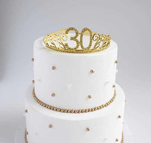 30 יום הולדת זהב נזר ואבנט, נצנצים סאטן מלוכלך שלושים אבנט ריינסטון קריסטל יום הולדת כתר עבור שמח
