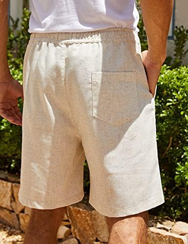 קופנדי גברים של פשתן מכנסיים מקרית אלסטי מותניים שרוך קיץ חוף מכנסיים קצרים