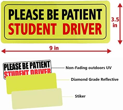 JustTop 3PCS מדבקת נהג סטודנטים לרכב, אנא היה מדבקות נהג סטודנטים בסבלנות, מדבקת נהגים חדשים, מדבקת