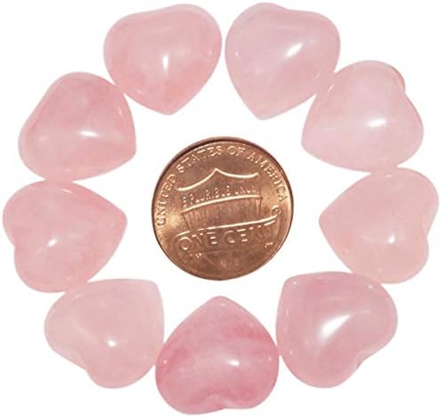 Sunyik Natural Rose Quartz Pocket Mini Puff Heart דאגה ריפוי חבילת אבן דקל של 10