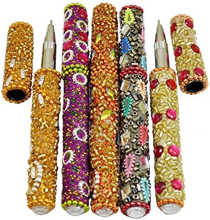 Siddhratan הודו סט של 10 יחידות Rajasthani שולחן דקורטיבי עטים שימושיים 5 אינץ 'רב צבע