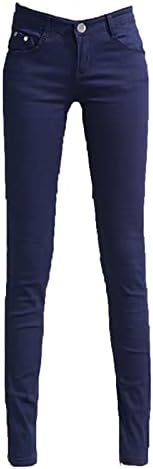ג'ינס רזים מותניים אמצעיים רזים מכנסי מתיחה צבעוניים מזדמנים מכנסיים בצבע אחיד מכנסי ג'ינס במצוקה