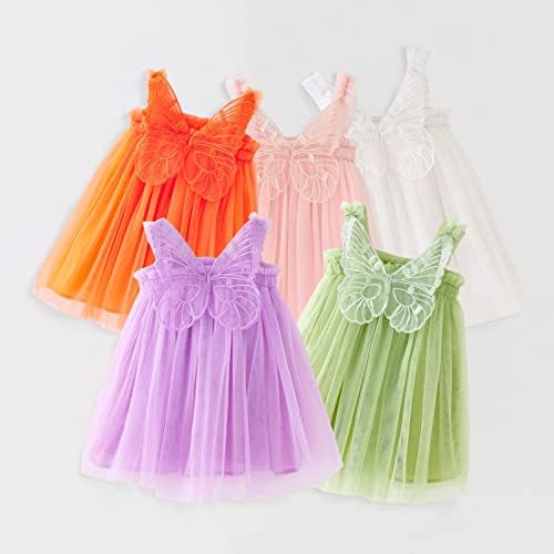 שמלות ארוכות לבנות 4 שנים בנות פעוטות בנות פרפר ללא שרוולים טול שמלות שמלות למסיבות ריקודים