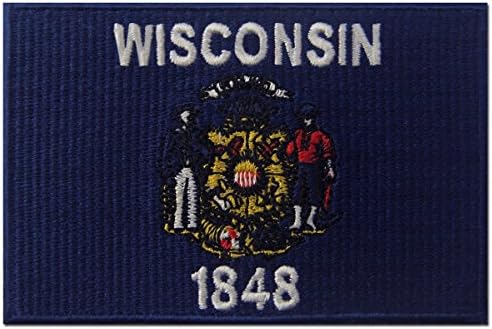 דגל מדינת ויסקונסין רקום סמל ברזל על תפירה על טלאי Wi