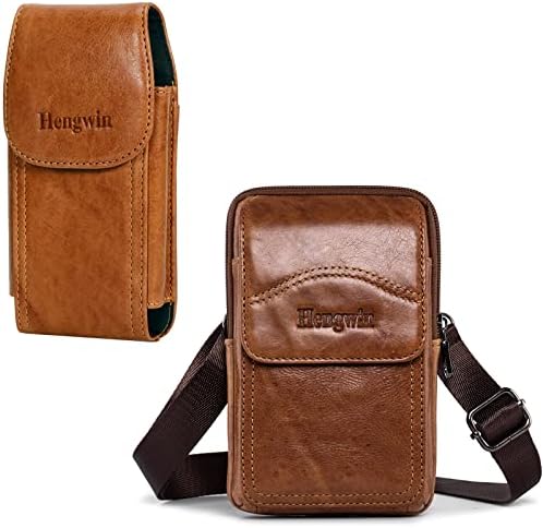 2 חבילות Hengwin עור טלפונים סלולריים עם קליפ חגורה לולאה וחגורה תיק כתף טלפון לעור לאייפון 14
