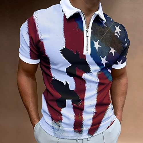BMISEGM חולצות גברים בקיץ חולצה דגל אמריקאי של גברים, חולצה פטריוטית לגברים 4 ביולי שרירים דחו חולצות