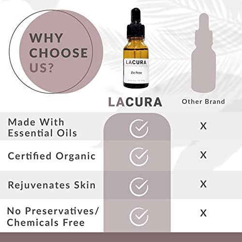 Lacura Zit חופשי, שמן פנים טהור וחזק לעור נוטה לאקנה, תערובות שמן אתרי עם מרכיבי צמחים חובבי עור, שמן