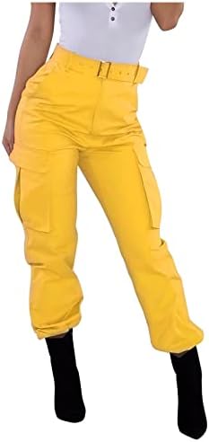 בתוספת גודל חבילת מכנסיים לנשים נשים מכנסיים מטען מקרית גבוהה מותן אצן מכנסיים רופף חיצוני אריג