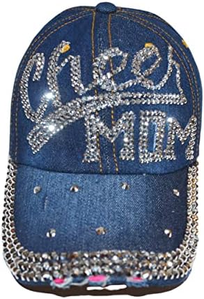 כובע Bling של Popfizzy לנשים, כובע בייסבול כיף של ריינסטון, כובע ג'ינס במצוקה, מתנות בלינג לנשים