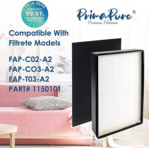 PRIMAPURE 2-PACK H13 החלפת מסנן HEPA אמיתי למטהר אוויר חדר פילטרט 1150101, FAP-C02-A2, FAP-C03-A2, FAP-T03-A2,