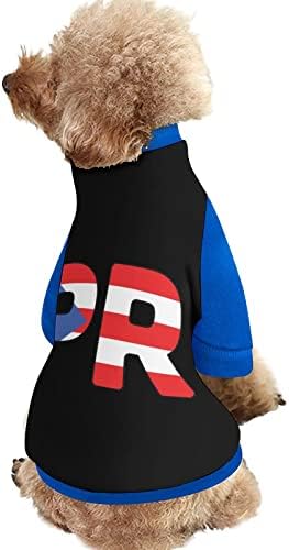 PrainkyStar Puerto Rico דגל הדפס סווטשירט חיית מחמד עם סרבל סוודר פליס לכלבים עם עיצוב