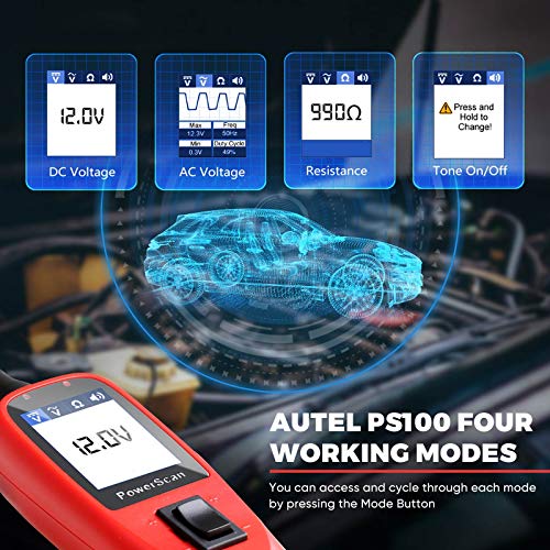Autel PS100 ערכת בדיקת מעגל חשמל, בודק מעגלי רכב, 12V 24V אבחון מערכת חשמלית AC DC FINDER קצר דיגיטלי, FINDER