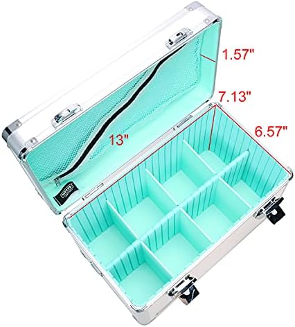 קופסה בטוחה של Vaultz - 14 L x 9.12 שעות x 8.5 וואט אינץ 'קופסת אחסון גדולה עם מנעול, כיס רשת ותאים מתכווננים
