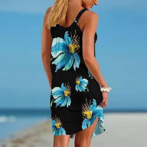שמלות קלע בקיץ של Beuu לנשים שמלות מיני ללא שרוולים מזדמנים מתאימים שמלות חוף קרוואק