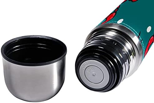 SDFSDFSD 17 גרם ואקום מבודד נירוסטה בקבוק מים ספורט קפה ספל ספל ספל עור אמיתי עטוף BPA בחינם, דפוס פחמימות אדום