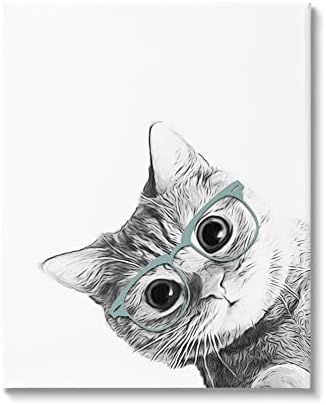 תעשיות סטופליות מונוכרום חתול חתול לחתולים דיוקן משקפיים, עיצוב מאת אנליסה לטלה