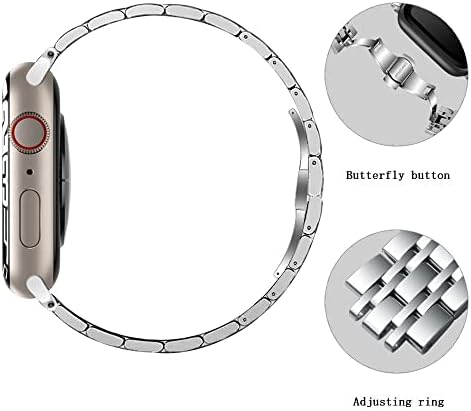 Tuaeja תואם עם פס שעון Apple 38 ממ 40 ממ 41 ממ 42 ממ 44 ממ 45 ממ עסקים פלדת נירוסטה מתכת מתכת רצועת החלפת