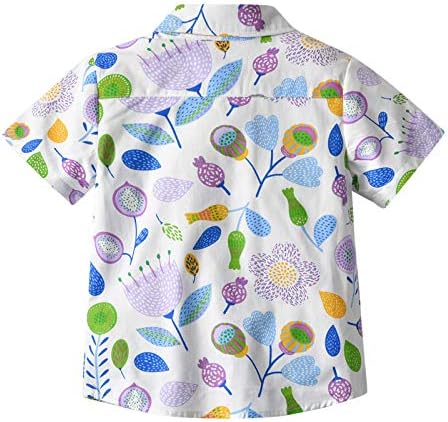 חולצת טריקו של שרוול בגדים פרחוני פרחוני גופיות פעוטות תינוקות כפתור כפתור ילדים קצרים בנים חולפים בגדים