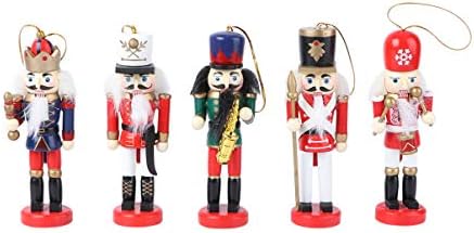 צעצוע וודסי דקור 5 יחידות חג המולד מפצח אגוזים עץ אגוז חייל תליית קישוטי עץ חג המולד דמויות