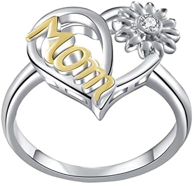 2023 פרחים חמניות לב טבעת אהבה טבעות אמא לנשים אהבה יצירתית אמא חמנית חיננית חיננית כסף צבע אצבעות מתנה