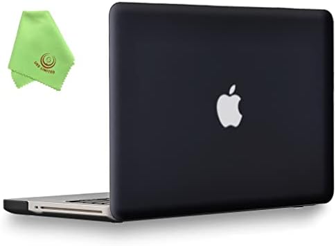 UeSwill חלקה מט מכסה פגזים קשים תואם ל- MacBook Pro 13 אינץ 'עם CD-ROM + בד ניקוי מיקרו-סיבי, שחור