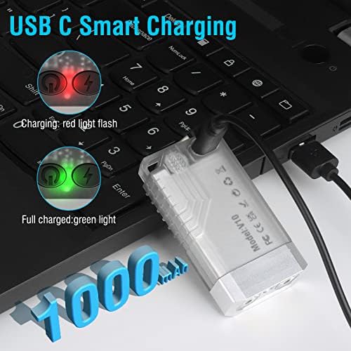 Boruit v10 LED פנס EDC קטן חזק עם 365NM UV אור כחול ירוק אדום, אור כחול סופר בהיר 1000 LM USB C