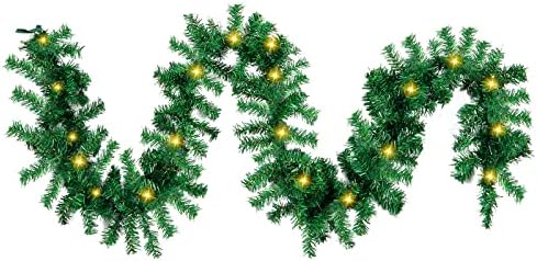 Mojonnie 8.85 ft זר חג המולד גרלנד מלאכותית גרלנד עם אורות מחרוז