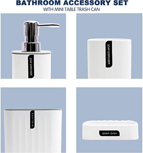 אביזרי אמבטיה של Cerbior סט הרכב אמבטיה 4 חלקים כולל פח אשפה, מתקן סבון, מחזיק מברשת שיניים, כוס מברשת