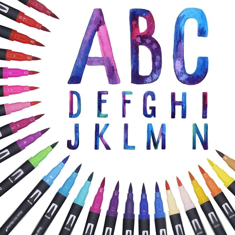 צבעי Liuzh מברשת עט עט צבעי מים סמני אמנות כפולים עט לציור ציור ציוד אמנות קליגרפיה