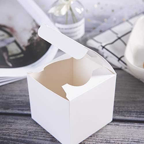 עוד קופסאות קאפקייקס לבנות 4 על 4 על 4 עם חלון בצורת לב,קופסאות מתנה קטנות מנייר עם מכסים למתנות יצירת