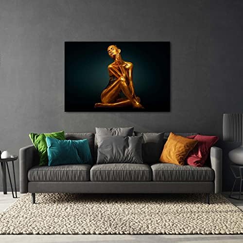 סטארט-לילה אקריליק זכוכית קיר אמנות-זהב ילדה-מבריק יצירות אמנות 24 איקס 36 בית תפאורה מוכן לתלות