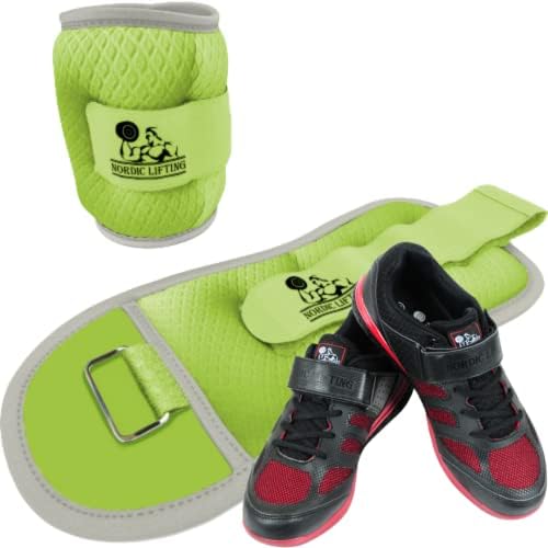 משקולות שורש כף היד בקרסול 1 קילוגרם - צרור ירוק עם נעליים גודל וונג'ה 9 - אדום שחור