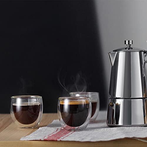 כוסות אספרסו של Woaiernv, ספלי קפה זכוכית קיר כפולה, כוסות זכוכית אקספרסיות סט של 6,2.7uconce,