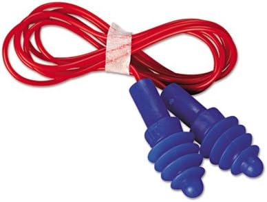 Howard Leight שימוש מרובה Airsoft 4-Flange PVC אטמי אוזניים עם חוט PVC עם חוט פולי אדום