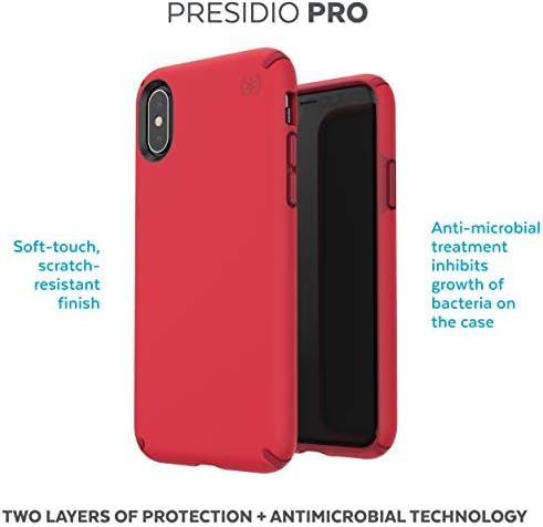 מוצרי Speck Presidio Pro iPhone XS/iPhone X מקרה, Heartrate Red/Vermillion Red