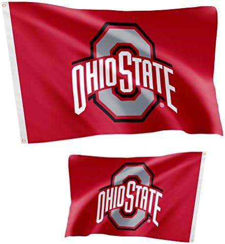 דגלים באוניברסיטת אוהיו סטייט דו צדדית של OSU Buckeyes באנרים פוליאסטר מקורה חיצוני 3x5