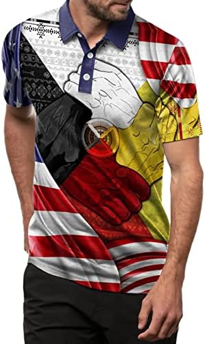 XXBR חולצות פולו פטריוטיות לגברים, דגל אמריקאי דגל אתני טייז הודי