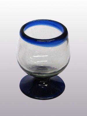 שפה כחולה קובלט 4 כוסות קוניאק קטנות, זכוכית ממוחזרת, נטולת עופרת, נטולת רעלים