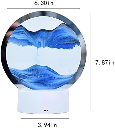 USBLOM 7.87in 360 ° קישוט שעון חול מסתובב 3D תנועה חול, אמנות יצירתית אמנות חול תנועה נוזלית סלון חדר שינה מנורת