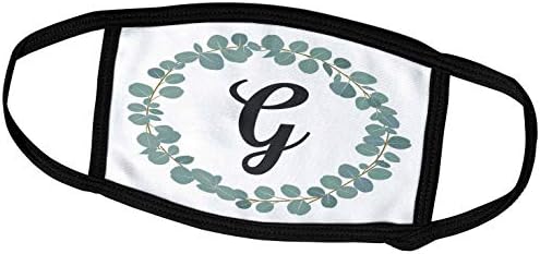 3drose Janna Salak עיצובים אוסף מונוגרמה - מכתב G מונוגרמה אקליפטוס עלים זר ירק אלגנטי - מסכות פנים