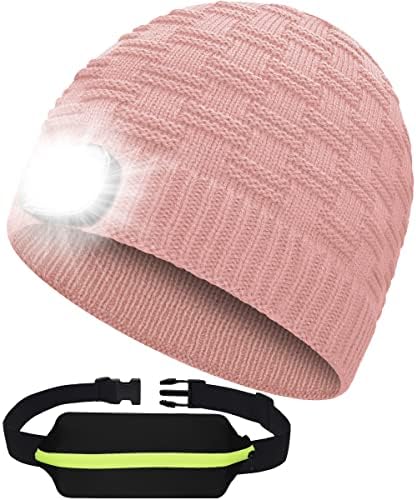 כובע כפה של זנאוט עם LED אור עם חגורת חורף כובע חורף כובע גרבי חג המולד מתנות לגברים נשים אבא בני נוער