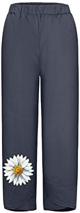 מכנסי נשים מיאשואי מזדמנים פלוס גודל גודל רופף נשים בוהו מותן כיס מכנסי הדפסה אלסטיים מזדמנים מכנסיים לנשים
