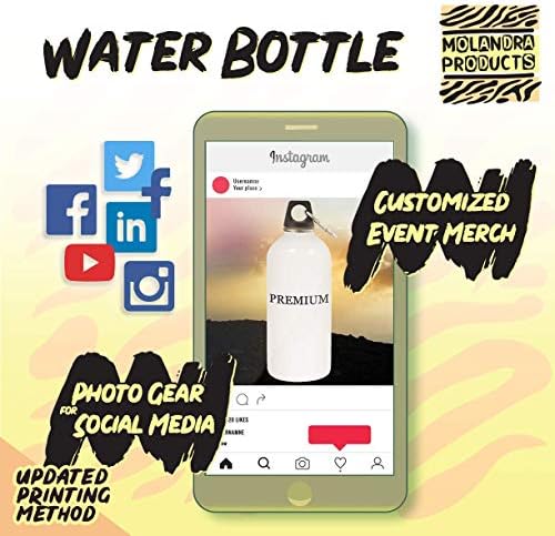 מוצרי מולנדרה מוליכה - 20 oz hashtag בקבוק מים לבנים נירוסטה עם קרבינר, לבן